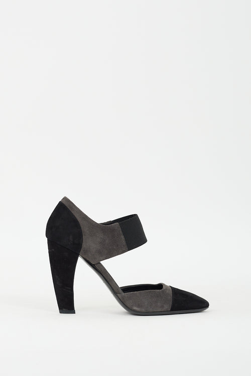 Prada Grey 
Black Suede D
Orsay Pump