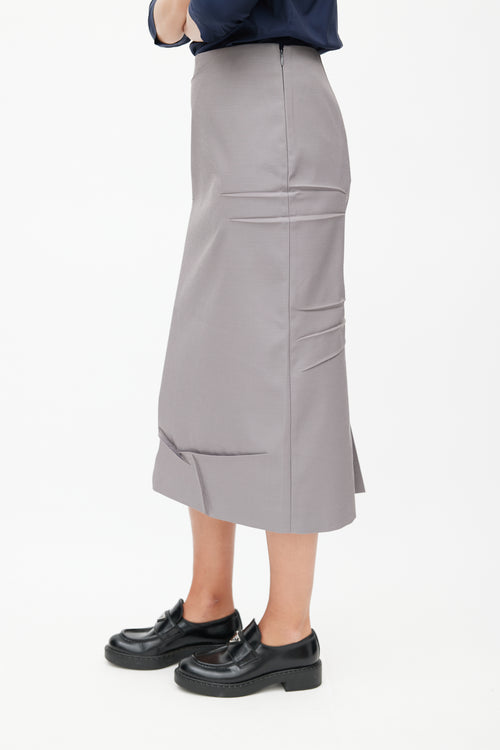 Prada SS 2023 Grey Creased Logo Skirt