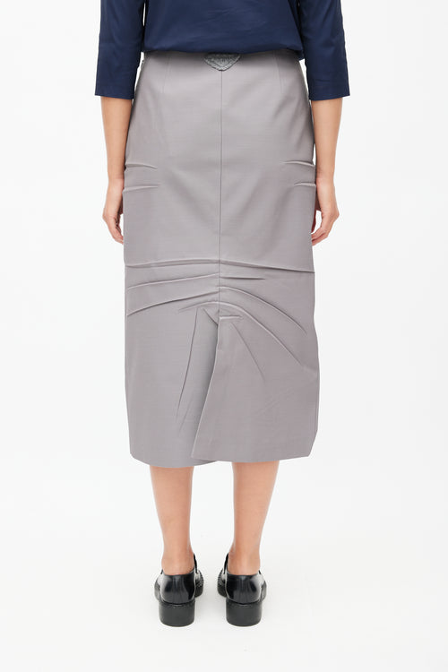 Prada SS 2023 Grey Creased Logo Skirt