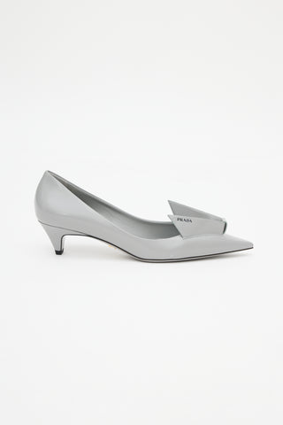 Prada Grey Geometric Leather Heel