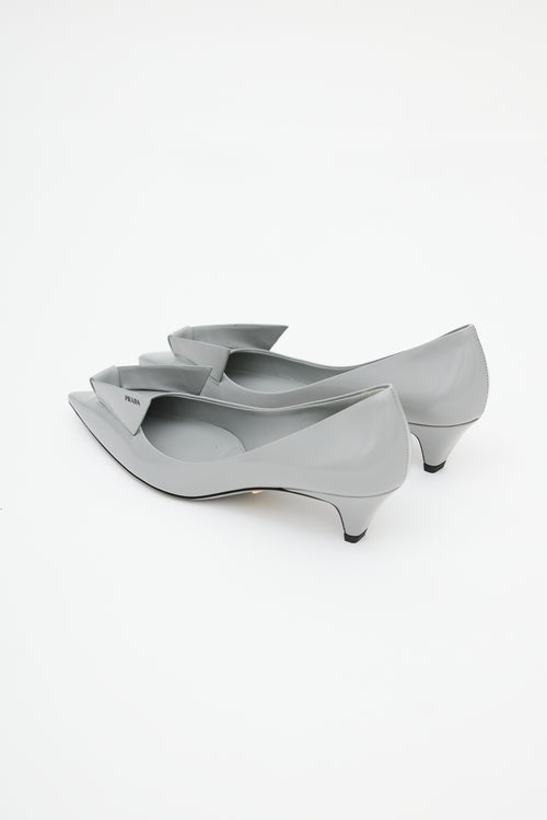 Prada Grey Geometric Leather Heel