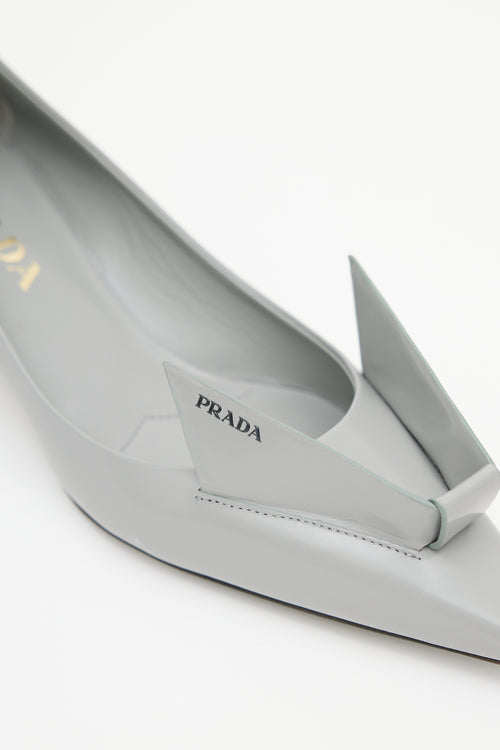 Prada Grey Geometric Leather Heel