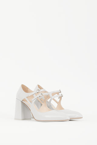 Prada Grey Double Buckle Mary Jane Pump