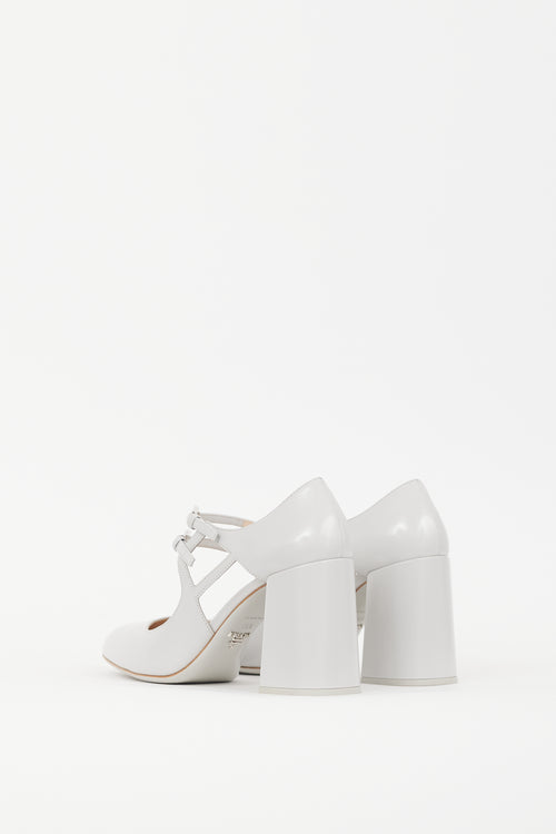 Prada Grey Double Buckle Mary Jane Pump