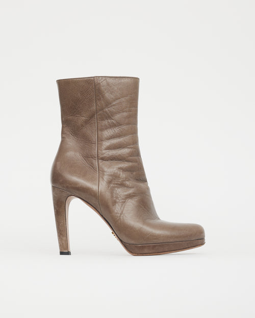 Leather Platform Ankle Boot