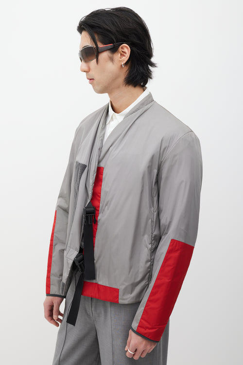 Prada Grey 
Red Nylon Jacket