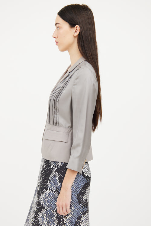 Prada Grey Ruffle Long Sleeve Blazer