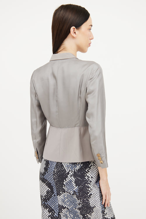 Prada Grey Ruffle Long Sleeve Blazer