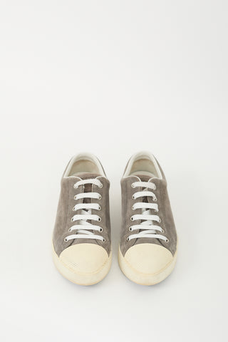 Prada Grey Suede Low Top Platform Sneaker