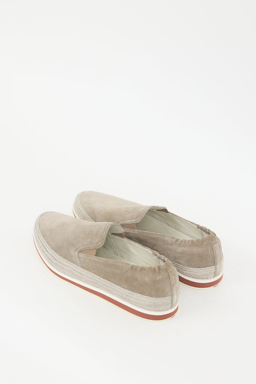 Prada Grey Suede Saint Tropez Slip On Sneaker