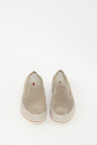 Prada Grey Suede Saint Tropez Slip On Sneaker