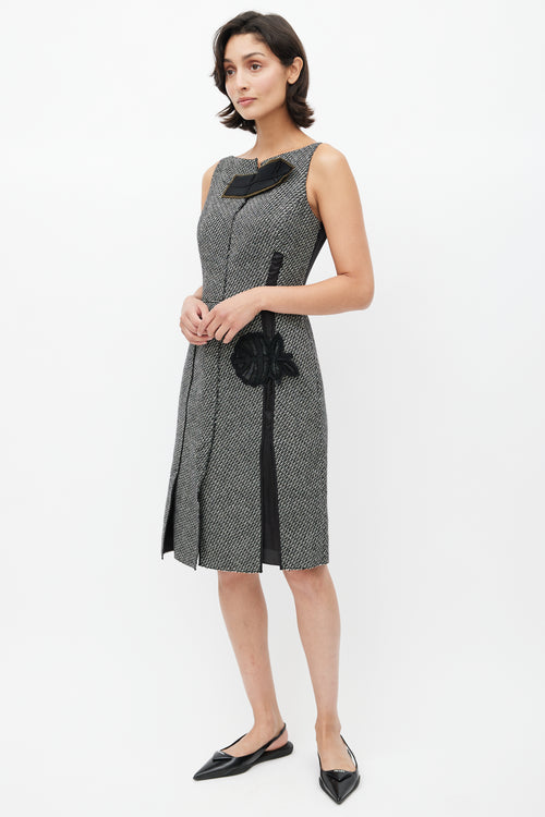 Prada Black 
Multicolour Tweed Leaf Dress