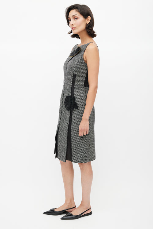 Prada Black 
Multicolour Tweed Leaf Dress