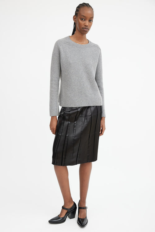 Grey Wool 
Cashmere Contrast Seam Sweater