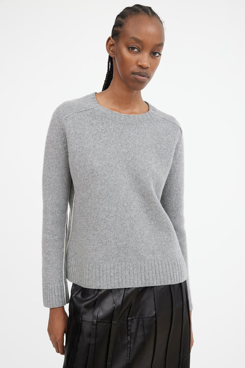 Grey Wool 
Cashmere Contrast Seam Sweater