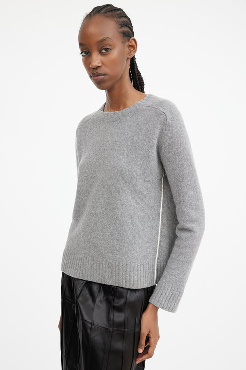 Grey Wool 
Cashmere Contrast Seam Sweater