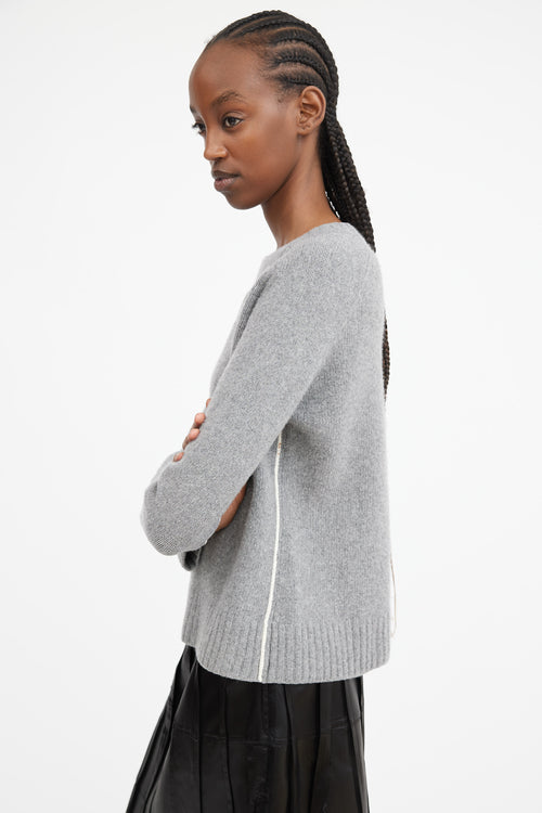 Grey Wool 
Cashmere Contrast Seam Sweater