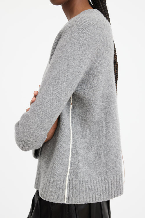 Grey Wool 
Cashmere Contrast Seam Sweater