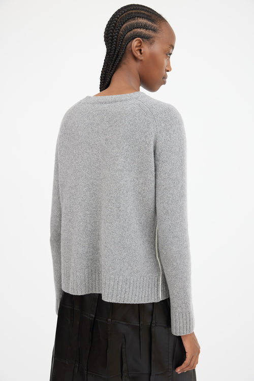 Grey Wool 
Cashmere Contrast Seam Sweater