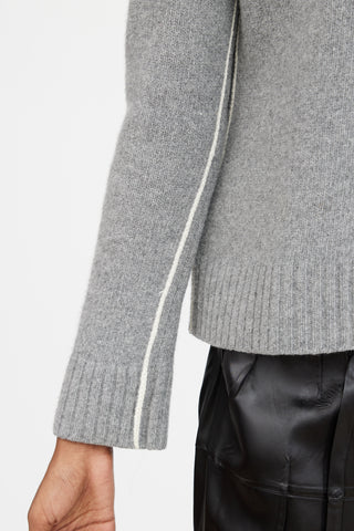 Grey Wool 
Cashmere Contrast Seam Sweater