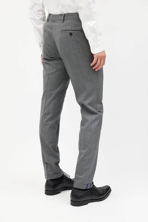 Prada Grey Wool Cuffed Trouser