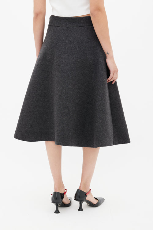 Miu Miu Grey 
Red Wool Floral Skirt