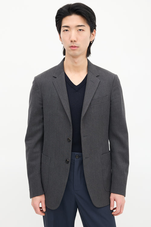 Prada Grey Wool Notched Lapel Blazer