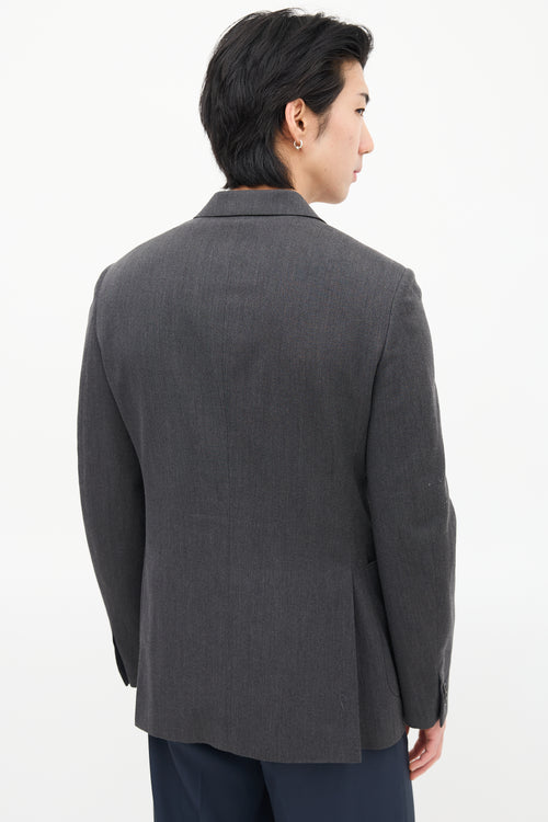 Prada Grey Wool Notched Lapel Blazer