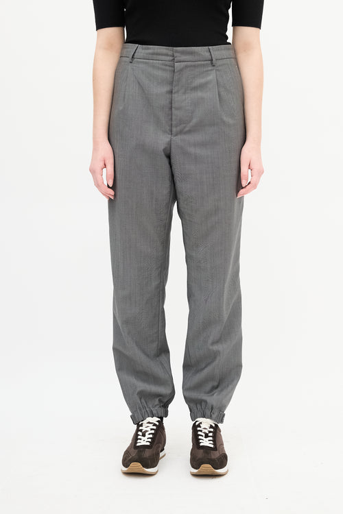 Prada Grey Wool Techno Poplin Travel Trouser