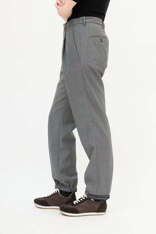 Prada Grey Wool Techno Poplin Travel Trouser