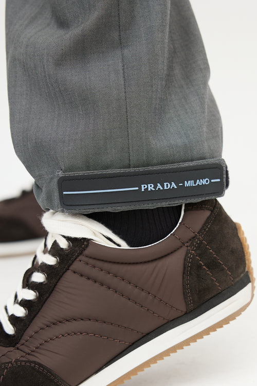 Prada Grey Wool Techno Poplin Travel Trouser