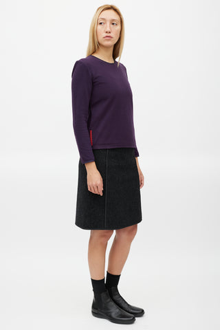 Prada Grey Wool Woven Skirt