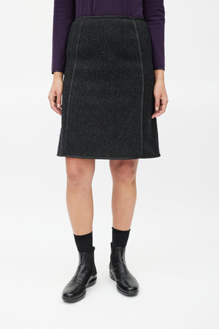 Prada Grey Wool Woven Skirt