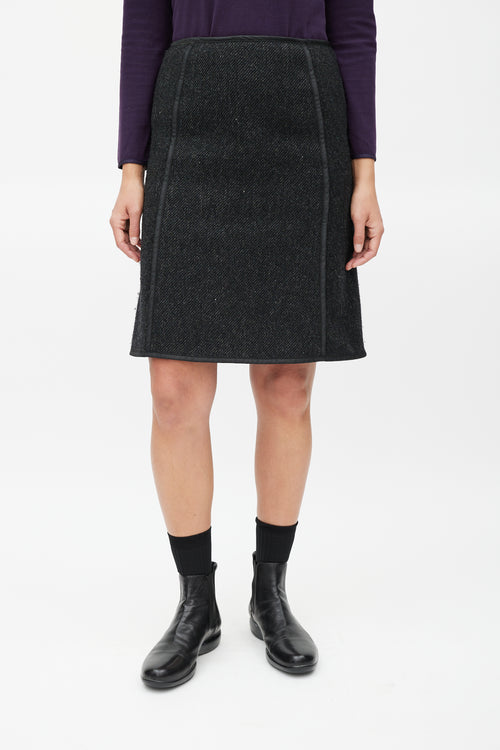 Prada Grey Wool Woven Skirt