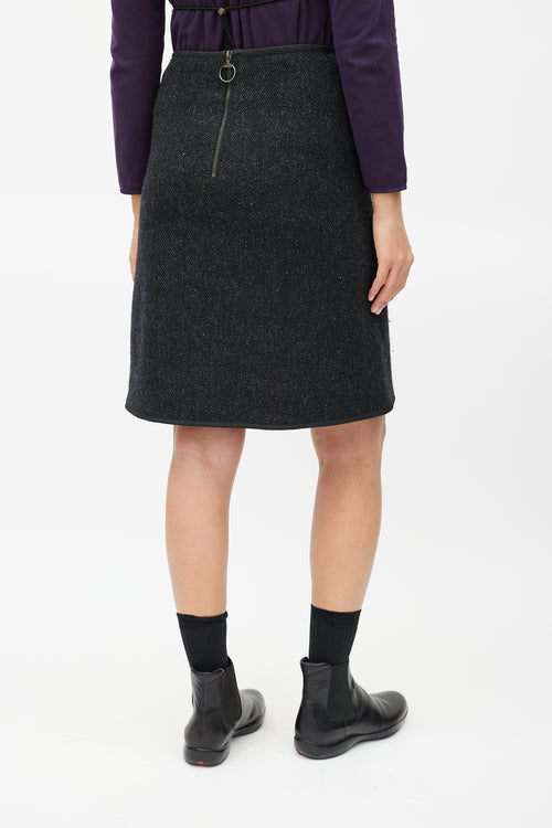 Prada Grey Wool Woven Skirt