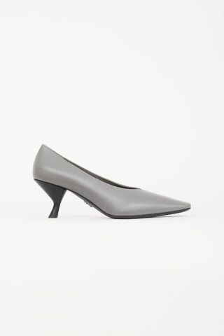 Prada Grey Leather Pump