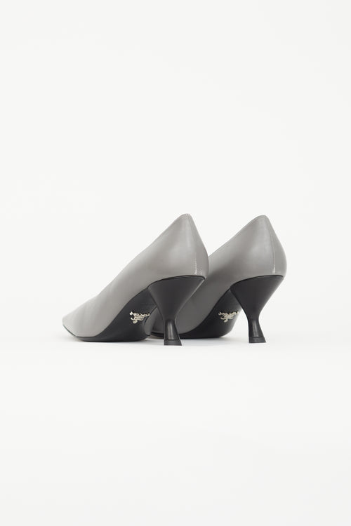 Prada Grey Leather Pump