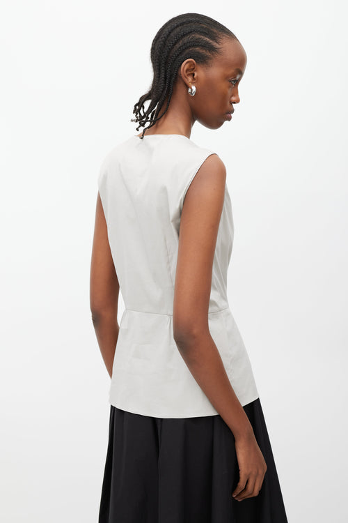 Prada Grey Pleated Wrap Front Top