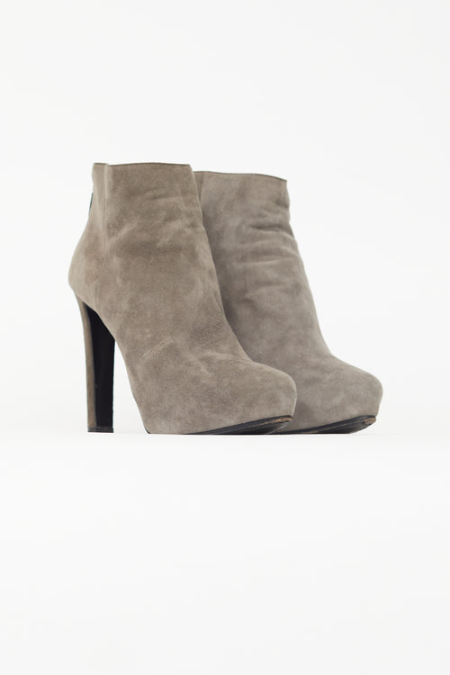 Prada Grey Suede Heeled Bootie