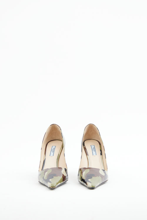 Prada Green Camo Patent Pump