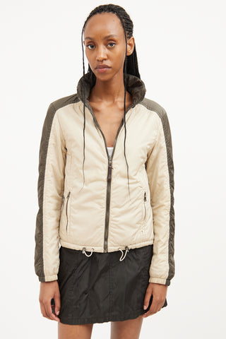 Green Beige Reversible Puffer Jacket