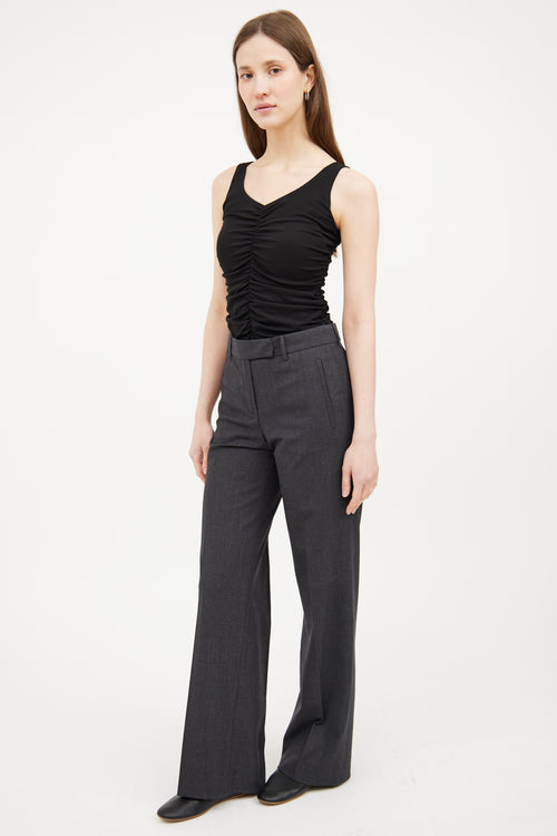 Pleated Wool Wide Leg Pant