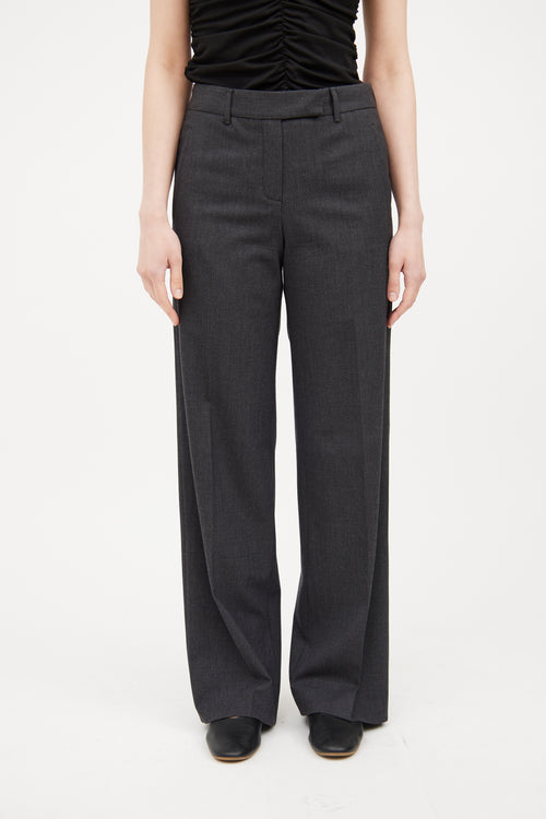 Pleated Wool Wide Leg Pant