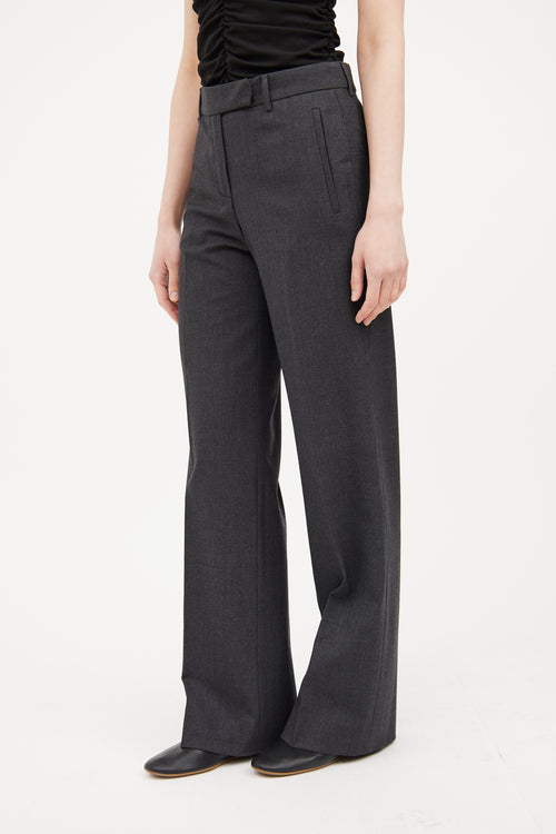 Pleated Wool Wide Leg Pant