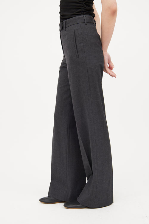 Pleated Wool Wide Leg Pant