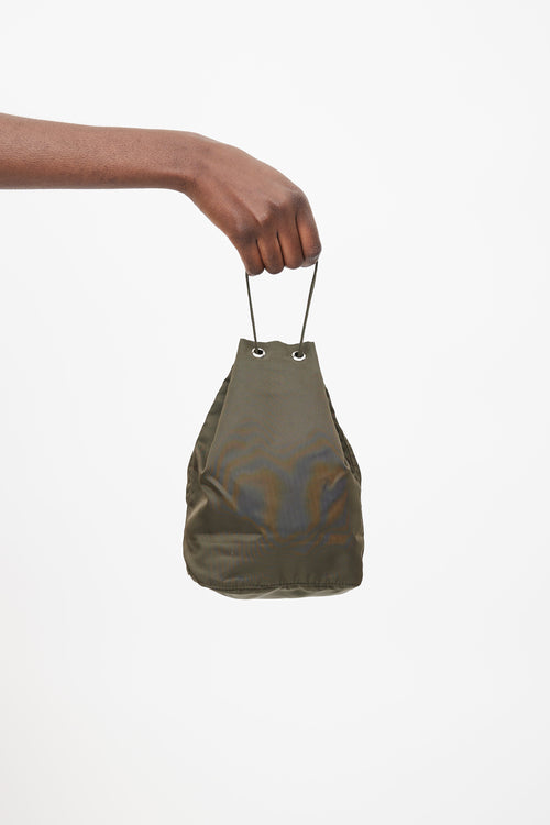 Prada Khaki Green Nylon Bucket Pouch