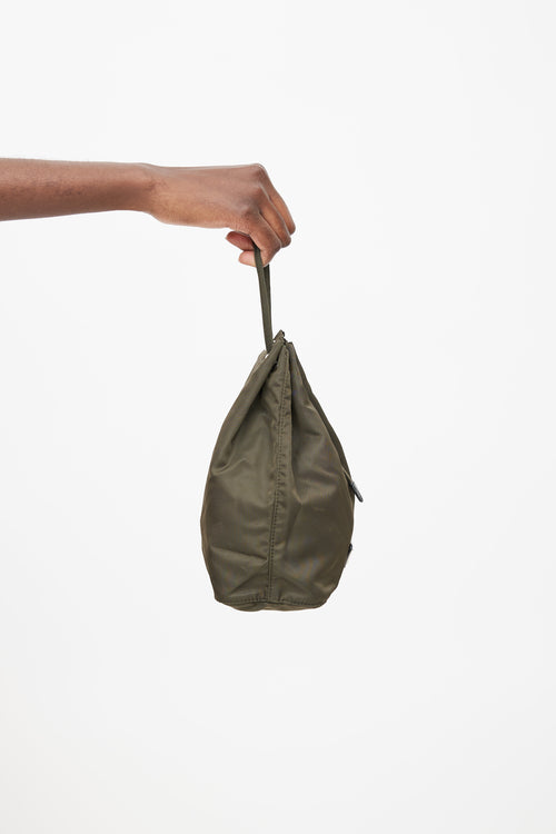 Prada Khaki Green Nylon Bucket Pouch