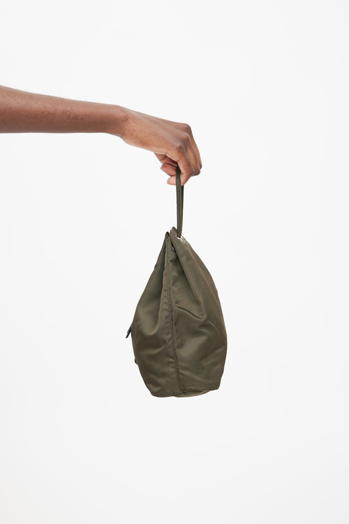 Prada Khaki Green Nylon Bucket Pouch