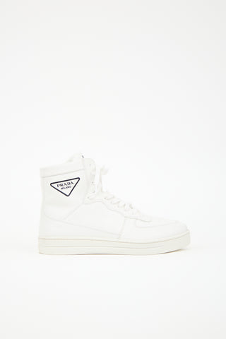 Prada Leather Logo High Top Sneaker