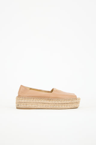 Prada Leather Logo Platform Espadrille